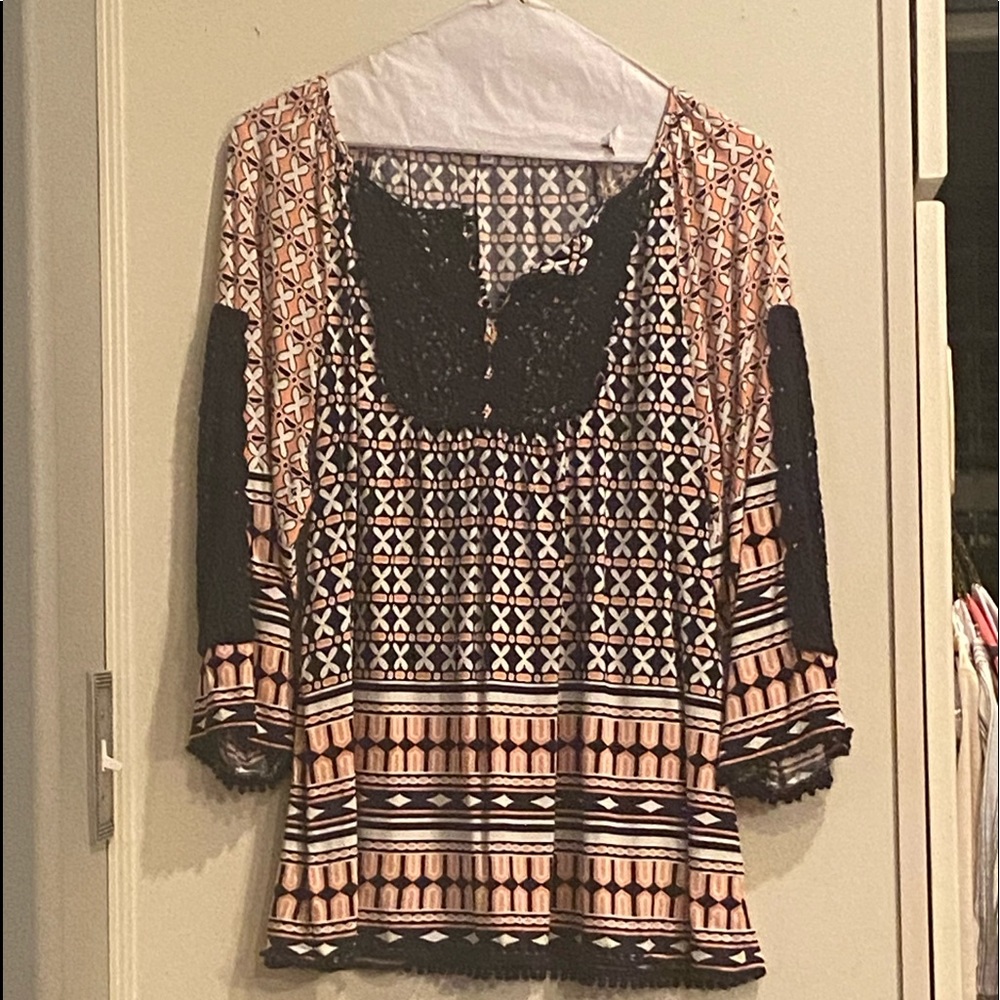 Pink and navy blouse